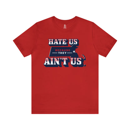 Hate Us Because They Aint Us Patriot Football Unisex Short Sleeve Ringspun Softstyle T-Shirt