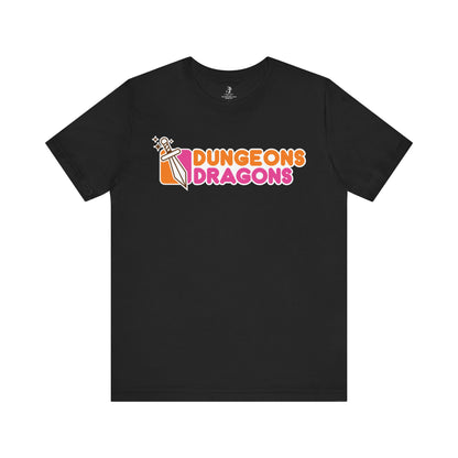 Dungeons Dragons Donuts Unisex Short Sleeve Gym T-Shirt