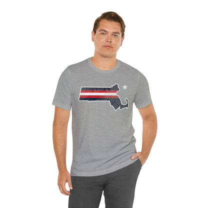 New England State Stripes Football Tailgate Unisex Short Sleeve Ringspun Softstyle T-Shirt