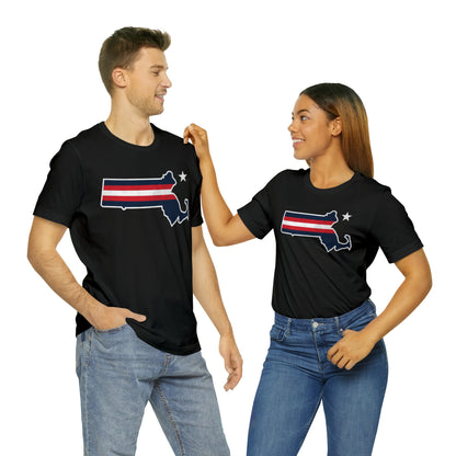 New England State Stripes Football Tailgate Unisex Short Sleeve Ringspun Softstyle T-Shirt
