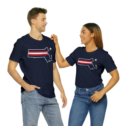 New England State Stripes Football Tailgate Unisex Short Sleeve Ringspun Softstyle T-Shirt