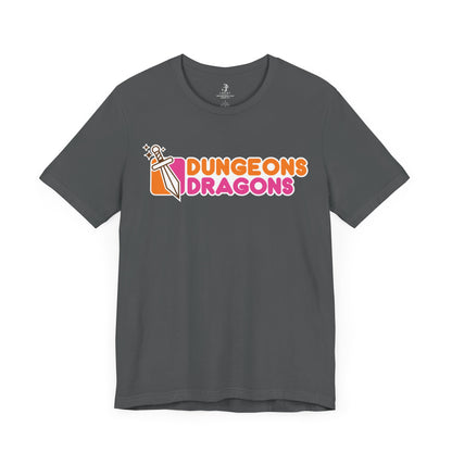 Dungeons Dragons Donuts Unisex Short Sleeve Gym T-Shirt