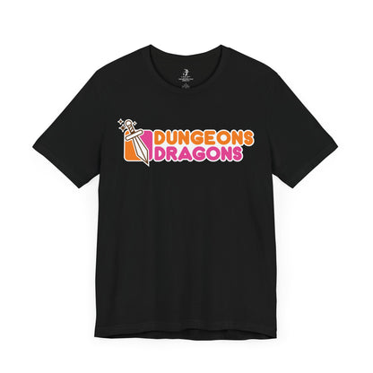 Dungeons Dragons Donuts Unisex Short Sleeve Gym T-Shirt