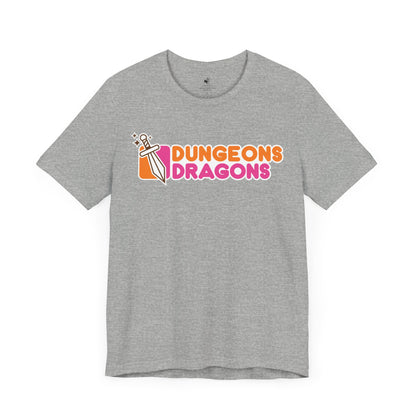 Dungeons Dragons Donuts Unisex Short Sleeve Gym T-Shirt