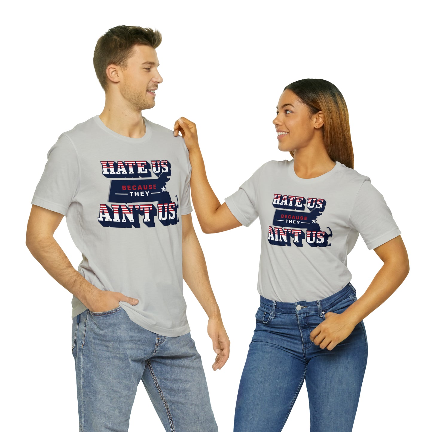 Hate Us Because They Aint Us Patriot Football Unisex Short Sleeve Ringspun Softstyle T-Shirt